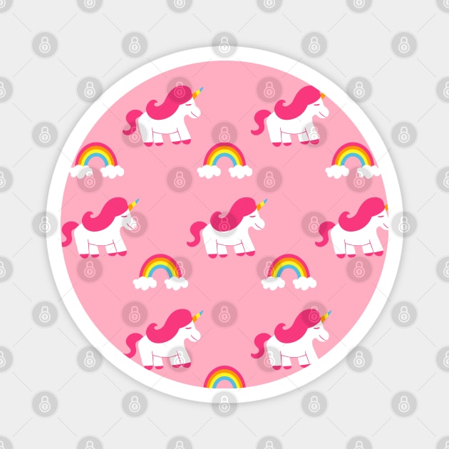 Unicorn and Rainbow Pattern (pink) Magnet by designminds1